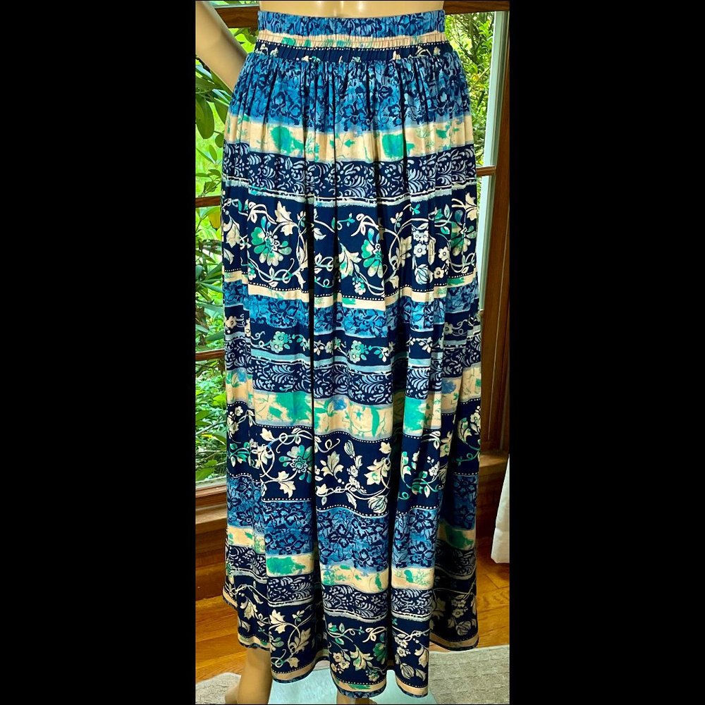 ▪️VTG▪️STONEBRIDGE▪️Pleated Foral Boho Maxi Skirt - Picture 2 of 5